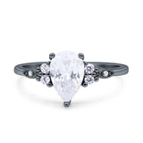Vintage Teardrop Pear Engagement Ring Simulated Cubic Zirconia 925 Sterling Silver