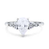 Vintage Teardrop Pear Engagement Ring Simulated Cubic Zirconia 925 Sterling Silver