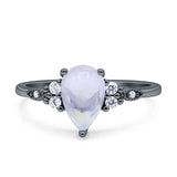 Art Deco Teardrop Pear Natural Moonstone Vintage Engagement Ring