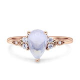 Art Deco Teardrop Pear Natural Moonstone Vintage Engagement Ring