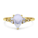 Art Deco Teardrop Pear Natural Moonstone Vintage Engagement Ring