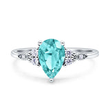 Vintage Teardrop Pear Engagement Ring Simulated Cubic Zirconia 925 Sterling Silver