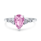 Vintage Teardrop Pear Engagement Ring Simulated Cubic Zirconia 925 Sterling Silver