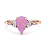 Vintage Teardrop Pear Engagement Ring Simulated Cubic Zirconia 925 Sterling Silver