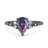 Vintage Teardrop Pear Engagement Ring Simulated Cubic Zirconia 925 Sterling Silver