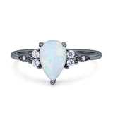 Vintage Teardrop Pear Engagement Ring Simulated Cubic Zirconia 925 Sterling Silver