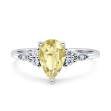 Vintage Teardrop Pear Engagement Ring Simulated Cubic Zirconia 925 Sterling Silver