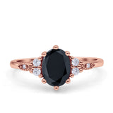 Oval Art Deco Engagement Ring Cubic Zirconia 925 Sterling Silver