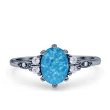 Oval Art Deco Engagement Ring Cubic Zirconia 925 Sterling Silver