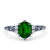 Oval Art Deco Engagement Ring Cubic Zirconia 925 Sterling Silver