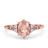 Oval Art Deco Engagement Ring Cubic Zirconia 925 Sterling Silver