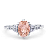 Oval Art Deco Engagement Ring Cubic Zirconia 925 Sterling Silver