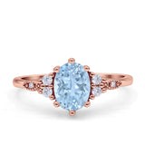 Antique Style Oval Natural Aquamarine Art Deco Engagement Ring