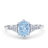 Antique Style Oval Natural Aquamarine Art Deco Engagement Ring