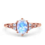 Antique Style Oval Natural Moonstone Art Deco Engagement Ring