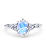 Antique Style Oval Natural Moonstone Art Deco Engagement Ring