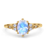Antique Style Oval Natural Moonstone Art Deco Engagement Ring