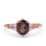 Antique Style Oval Natural Smoky Quartz Art Deco Engagement Ring