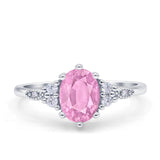 Oval Art Deco Engagement Ring Cubic Zirconia 925 Sterling Silver