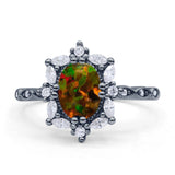 Oval Halo Ballerina Style Engagement Ring Cubic Zirconia 925 Sterling Silver