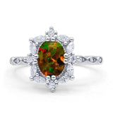 Oval Halo Ballerina Style Engagement Ring Cubic Zirconia 925 Sterling Silver