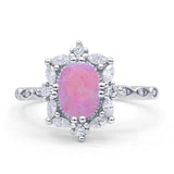 Oval Halo Ballerina Style Engagement Ring Cubic Zirconia 925 Sterling Silver