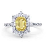 Oval Halo Ballerina Style Engagement Ring Cubic Zirconia 925 Sterling Silver