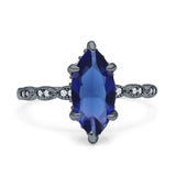 Solitaire Marquise Engagement Ring Cubic Zirconia 925 Sterling Silver