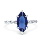 Solitaire Marquise Engagement Ring Cubic Zirconia 925 Sterling Silver