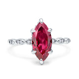 Solitaire Marquise Engagement Ring Cubic Zirconia 925 Sterling Silver