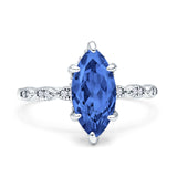 Solitaire Marquise Engagement Ring Cubic Zirconia 925 Sterling Silver