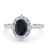Halo Ballerina Style Oval Engagement Ring Cubic Zirconia 925 Sterling Silver