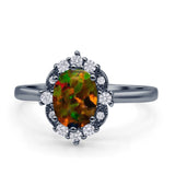 Halo Ballerina Style Oval Engagement Ring Cubic Zirconia 925 Sterling Silver