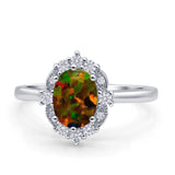 Halo Ballerina Style Oval Engagement Ring Cubic Zirconia 925 Sterling Silver