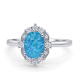 Halo Ballerina Style Oval Engagement Ring Cubic Zirconia 925 Sterling Silver