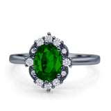 Halo Ballerina Style Oval Engagement Ring Cubic Zirconia 925 Sterling Silver