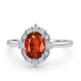 Halo Ballerina Style Oval Engagement Ring Cubic Zirconia 925 Sterling Silver