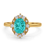 Halo Ballerina Style Oval Engagement Ring Cubic Zirconia 925 Sterling Silver
