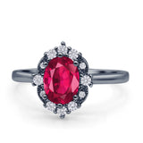 Halo Ballerina Style Oval Engagement Ring Cubic Zirconia 925 Sterling Silver