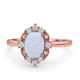 Halo Ballerina Style Oval Engagement Ring Cubic Zirconia 925 Sterling Silver