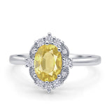 Halo Ballerina Style Oval Engagement Ring Cubic Zirconia 925 Sterling Silver