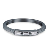 Three-Stone Baguette Eternity Band Cubic Zirconia 925 Sterling Silver