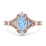 Halo Art Deco Oval Natural Aquamarine Engagement Ring