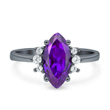 Vintage Marquise Engagement Ring Simulated Cubic Zirconia 925 Sterling Silver