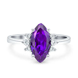 Vintage Marquise Engagement Ring Simulated Cubic Zirconia 925 Sterling Silver