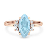Vintage Marquise Engagement Ring Simulated Cubic Zirconia 925 Sterling Silver