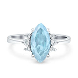 Vintage Marquise Engagement Ring Simulated Cubic Zirconia 925 Sterling Silver