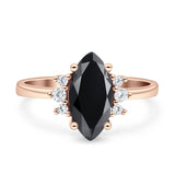 Vintage Marquise Engagement Ring Simulated Cubic Zirconia 925 Sterling Silver