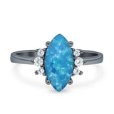 Vintage Marquise Engagement Ring Simulated Cubic Zirconia 925 Sterling Silver