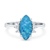 Vintage Marquise Engagement Ring Simulated Cubic Zirconia 925 Sterling Silver
